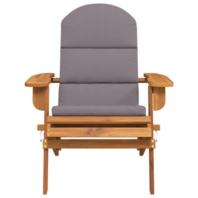 vidaXL Adirondack Garden Chair with Cushions Solid Wood Acacia, brown and grey vidaXL Adirondack Garden Chair with Cushions Solid Wood Acacia