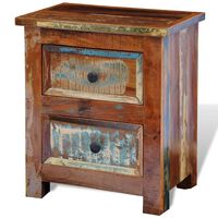 vidaXL Nightstand with 2 Drawers Solid Reclaimed Wood,  vidaXL Nightstand with 2 Drawers Solid Reclaimed Wood