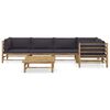 vidaXL 6 Piece Garden Lounge Set with Dark Grey Cushions Bamboo