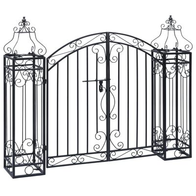 vidaXL Ornamental Garden Gate Wrought Iron 122x20.5x100 cm,  vidaXL Ornamental Garden Gate Wrought Iron 122x20.5x100 cm