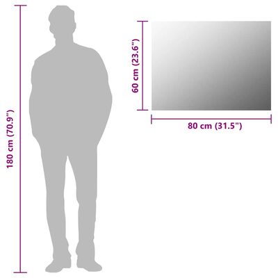 vidaXL Frameless Mirror 80x60 cm Glass,  vidaXL Frameless Mirror 80x60 cm Glass