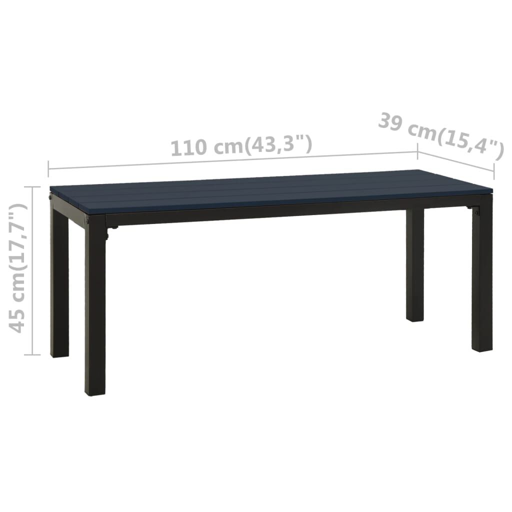vidaXL Garden Bench 110 cm Steel and WPC Black