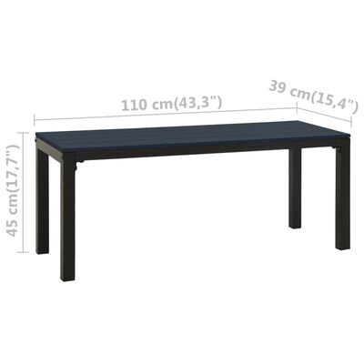 vidaXL Garden Bench 110 cm Steel and WPC Black, black vidaXL Garden Bench 110 cm Steel and WPC Black