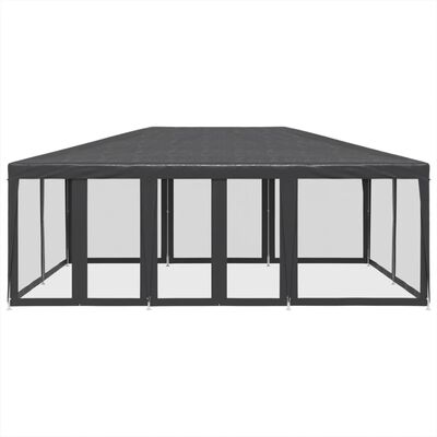 vidaXL Party Tent with 10 Mesh Sidewalls Anthracite 6x4 m HDPE