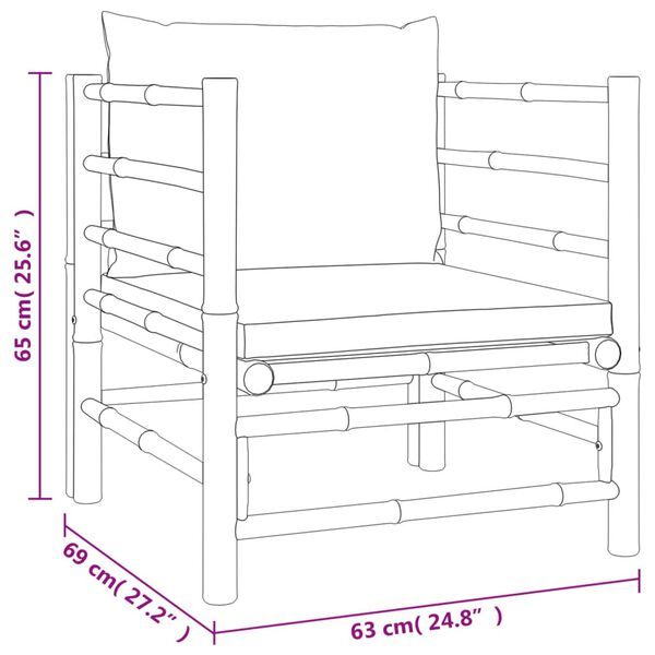 vidaXL 12 Piece Garden Lounge Set with Light Grey Cushions Bamboo