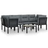 vidaXL 7 Piece Garden Lounge Set Black and Grey Poly Rattan