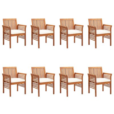 vidaXL Garden Dining Chairs with Cushions 8 pcs Solid Wood Acacia