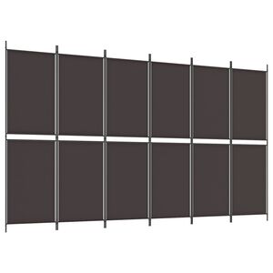 vidaXL 6-Panel Room Divider Brown 300x180 cm Fabric