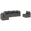 vidaXL 5 Piece Garden Lounge Set with Cushions Poly Rattan Grey