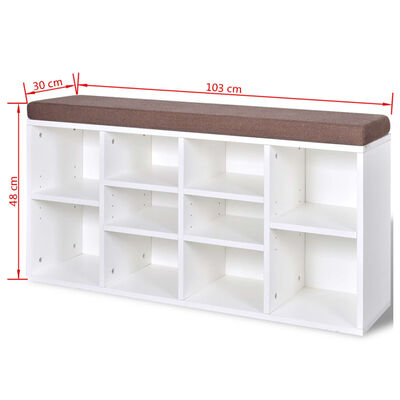 Shoe Storage Bench 10 Compartments White, white Shoe Storage Bench 10 Compartments White