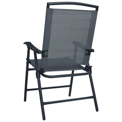 vidaXL Folding Garden Chairs 2 pcs Texilene Grey, grey vidaXL Folding Garden Chairs 2 pcs Texilene Grey
