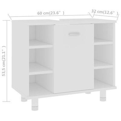 vidaXL Bathroom Cabinet White 60x32x53.5 cm Engineered Wood, white vidaXL Bathroom Cabinet White 60x32x53.5 cm Engineered Wood