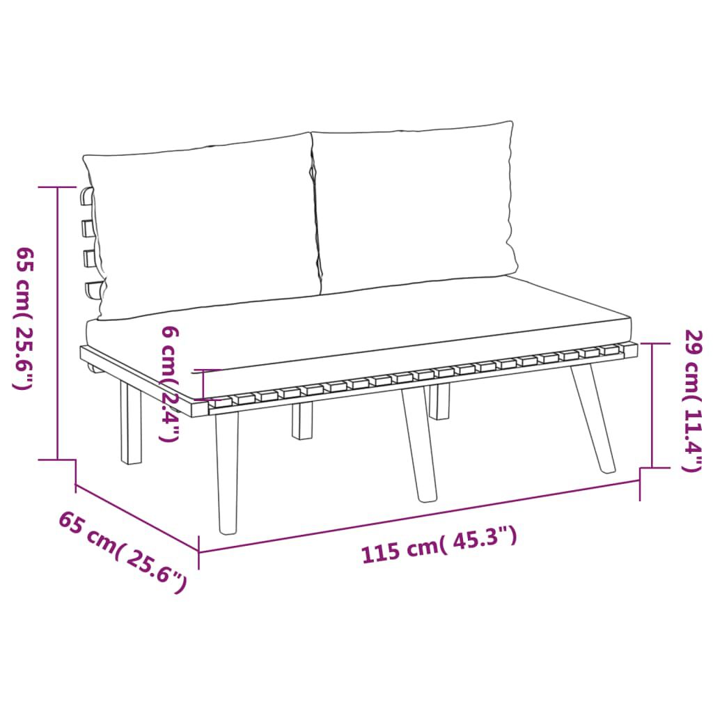 vidaXL 5 Piece Garden Lounge Set with Cushions Solid Wood Acacia