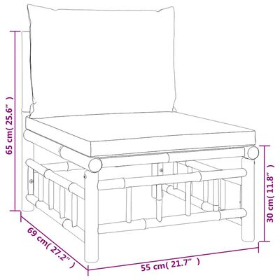 vidaXL 2 Piece Garden Lounge Set with Cream White Cushions Bamboo, cream vidaXL 2 Piece Garden Lounge Set with Cream White Cushions Bamboo