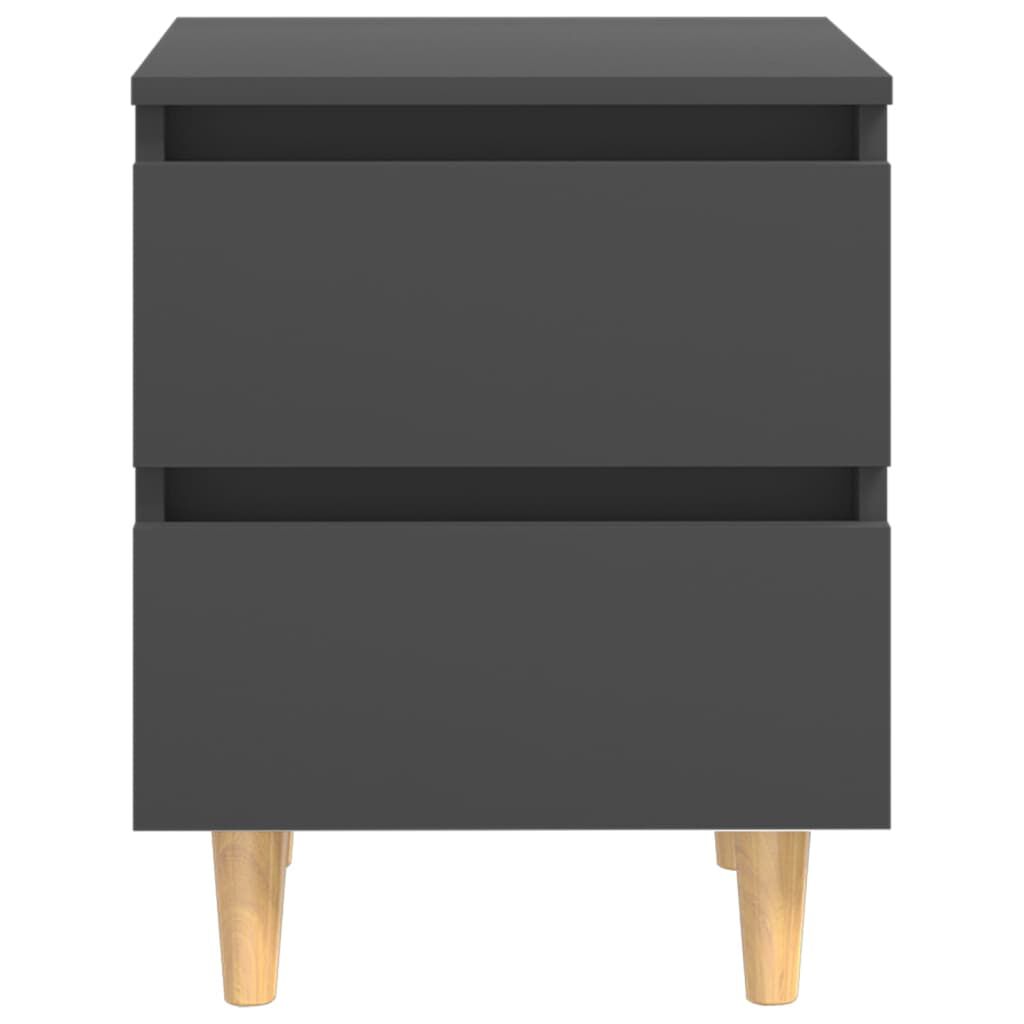 vidaXL Bed Cabinets with Solid Pinewood Legs 2 pcs Grey 40x35x50 cm