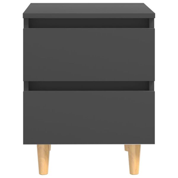 vidaXL Bed Cabinets with Solid Pinewood Legs 2 pcs Grey 40x35x50 cm