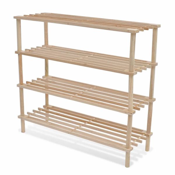 vidaXL 4-Tier Shoe Racks 2 pcs Solid Fir Wood