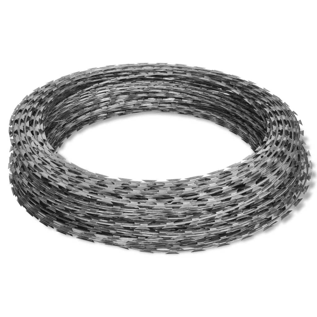 vidaXL Razor Wire Helical Wire Roll Galvanized Steel 60 m