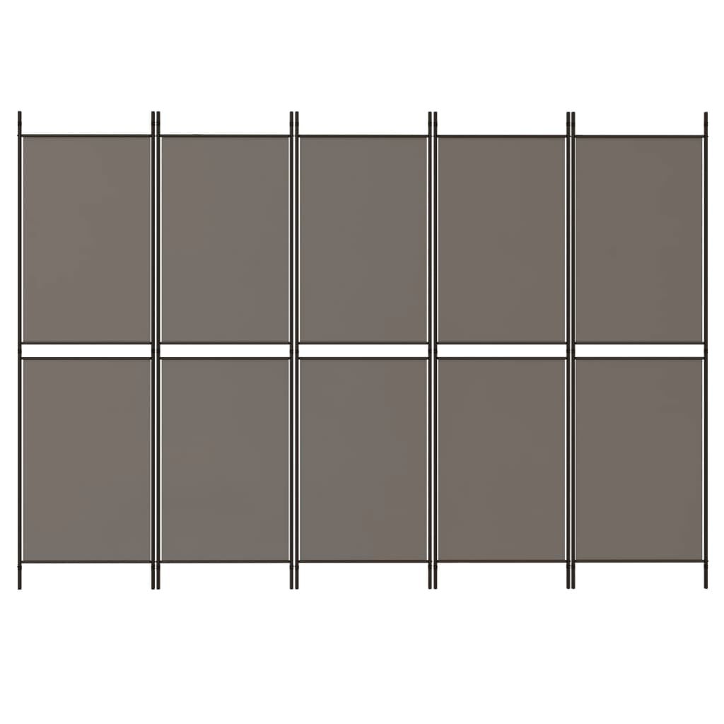 vidaXL 5-Panel Room Divider Anthracite 250x200 cm Fabric
