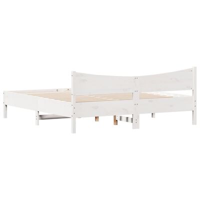 vidaXL Bed Frame with Headboard White 180x200 cm Super King Solid Wood Pine