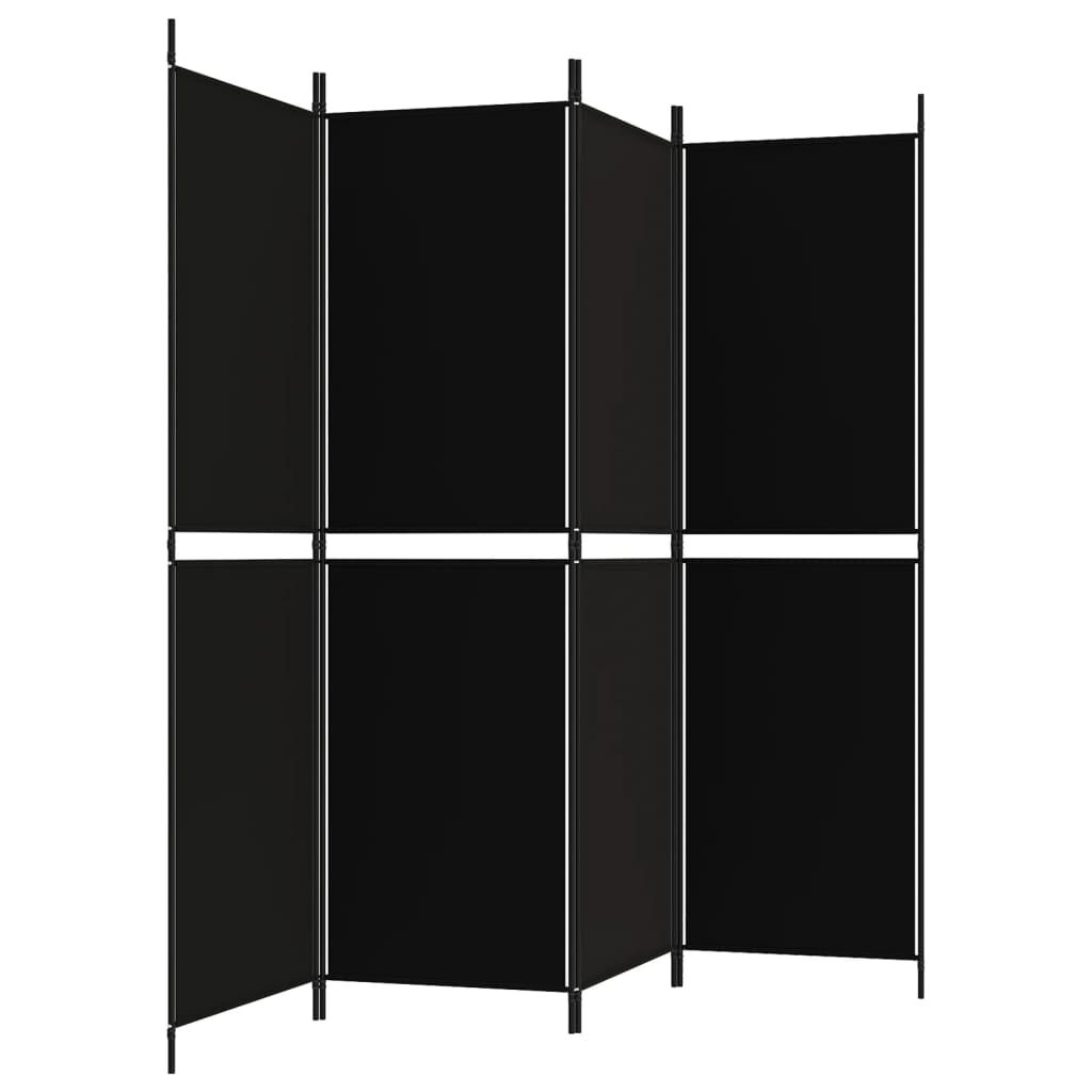 vidaXL 4-Panel Room Divider Black 200x180 cm Fabric