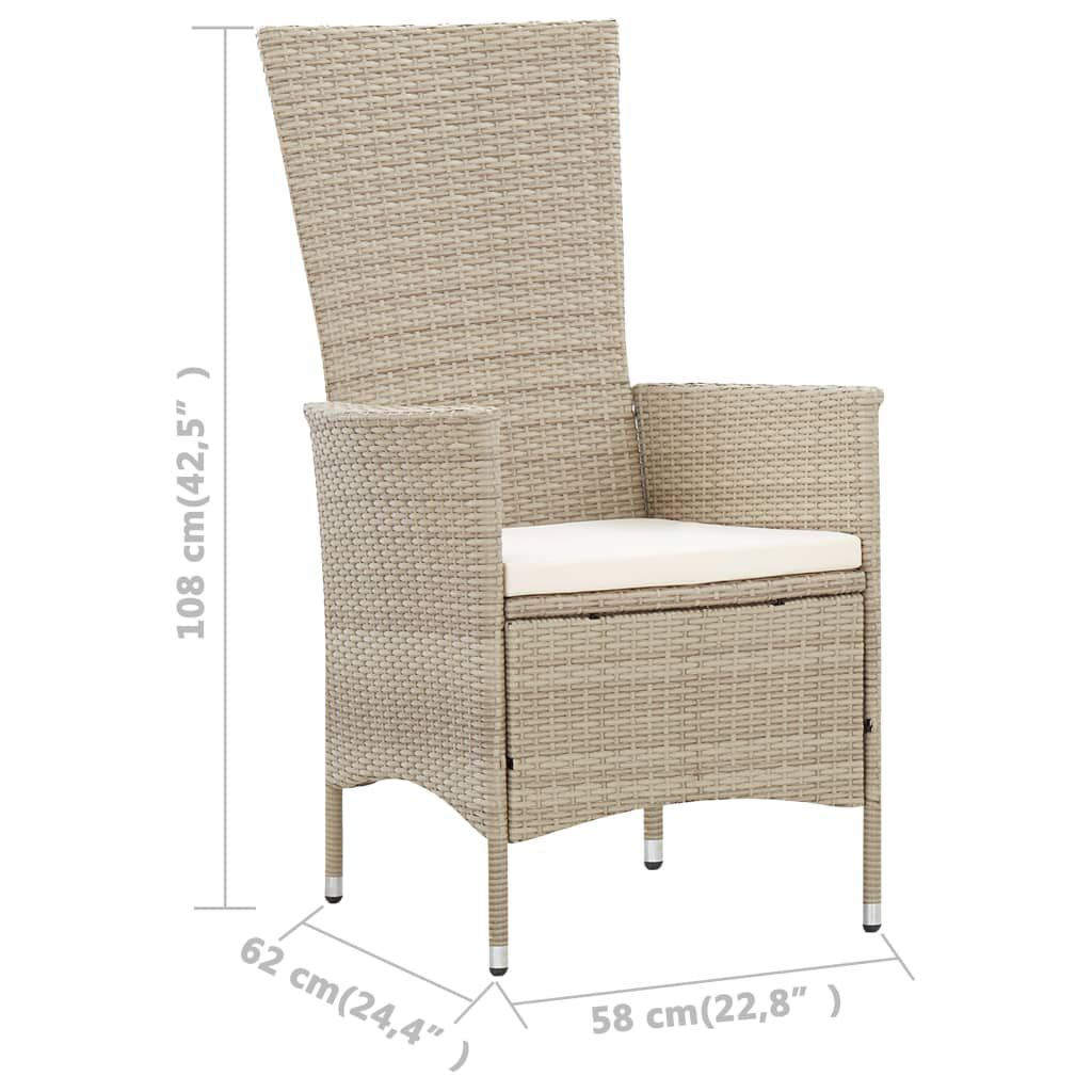 vidaXL 9 Piece Outdoor Dining Set with Cushions Poly Rattan Beige
