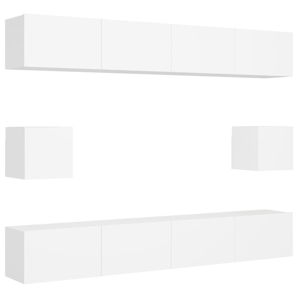 vidaXL 6 Piece TV Cabinet Set White Engineered Wood