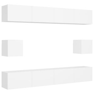 vidaXL 6 Piece TV Cabinet Set White Engineered Wood