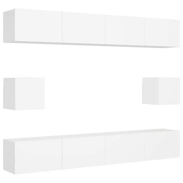 vidaXL 6 Piece TV Cabinet Set White Engineered Wood
