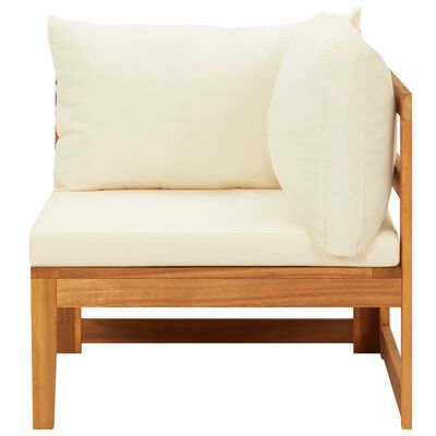 vidaXL 2 Piece Garden Lounge Set with Cream White Cushions Acacia Wood
