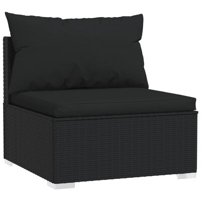 vidaXL 5 Piece Garden Lounge Set with Cushions Poly Rattan Black, black vidaXL 5 Piece Garden Lounge Set with Cushions Poly Rattan Black