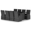 vidaXL 9 Piece Outdoor Dining Set with Cushions Poly Rattan Black