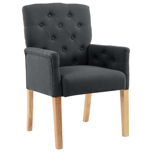 vidaXL Dining Chairs with Armrests 2 pcs Grey Fabric