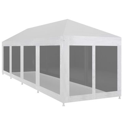vidaXL Party Tent with 10 Mesh Sidewalls 12x3 m, white vidaXL Party Tent with 10 Mesh Sidewalls 12x3 m