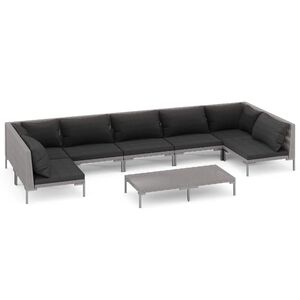 vidaXL 8 Piece Garden Lounge Set with Cushions Poly Rattan Dark Grey