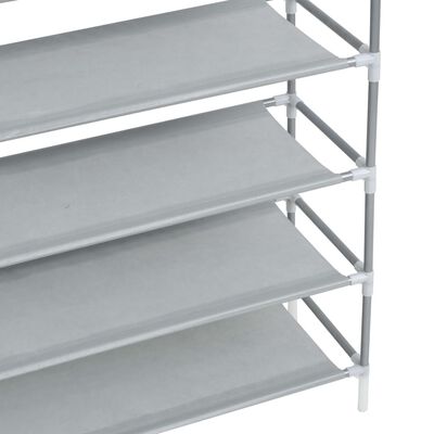 vidaXL Shoe Rack with 10 Shelves Metal and Non-woven Fabric Silver, silver vidaXL Shoe Rack with 10 Shelves Metal and Non-woven Fabric Silver
