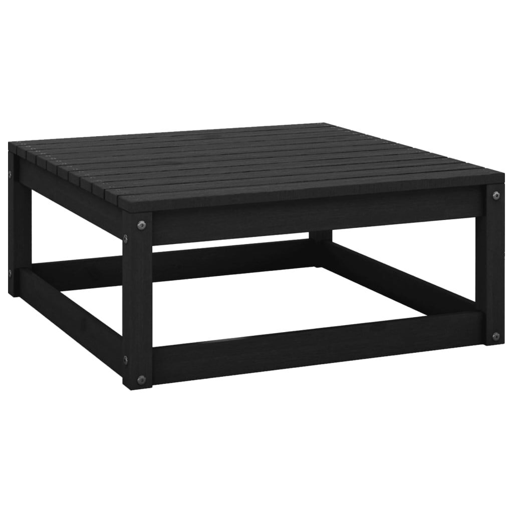 vidaXL Garden Footstool with Cushion Black Solid Pinewood