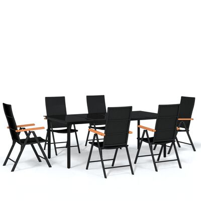 vidaXL 7 Piece Garden Dining Set Black,  vidaXL 7 Piece Garden Dining Set Black
