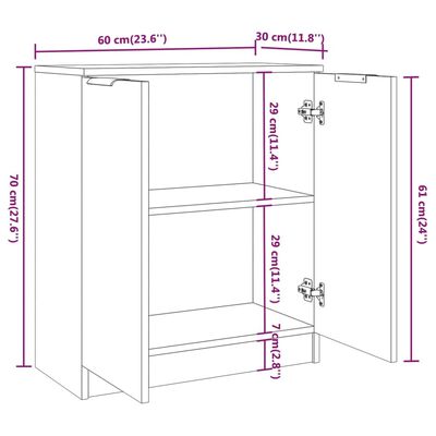 vidaXL Sideboard Black 60x30x70 cm Engineered Wood, black vidaXL Sideboard Black 60x30x70 cm Engineered Wood
