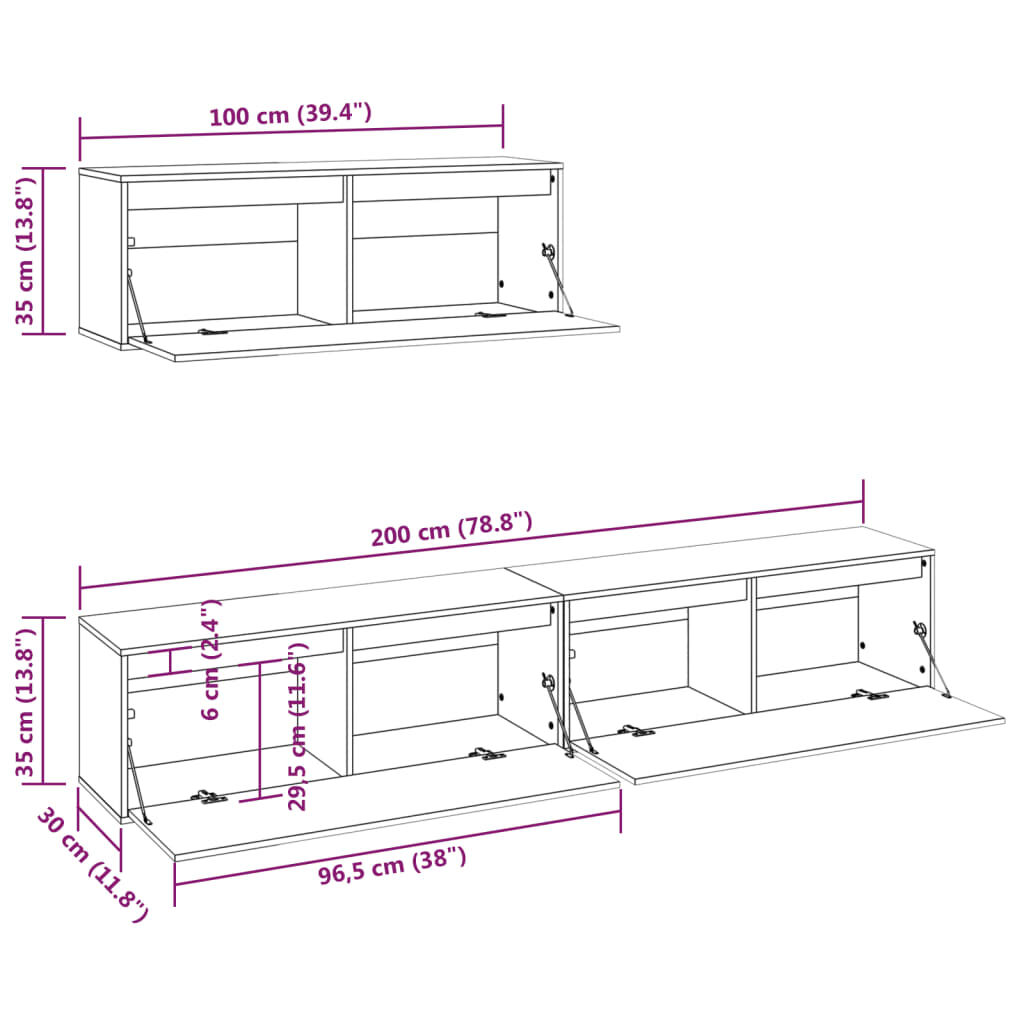 vidaXL TV Cabinets 3 pcs Solid Wood Pine