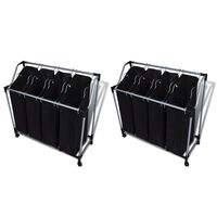 vidaXL Laundry Sorters with Bags 2 pcs Black and Grey,  vidaXL Laundry Sorters with Bags 2 pcs Black and Grey
