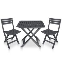 vidaXL 3 Piece Folding Bistro Set Plastic Anthracite, anthracite vidaXL 3 Piece Folding Bistro Set Plastic Anthracite