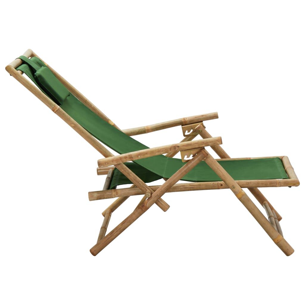 vidaXL Reclining Relaxing Chair Green Bamboo and Fabric