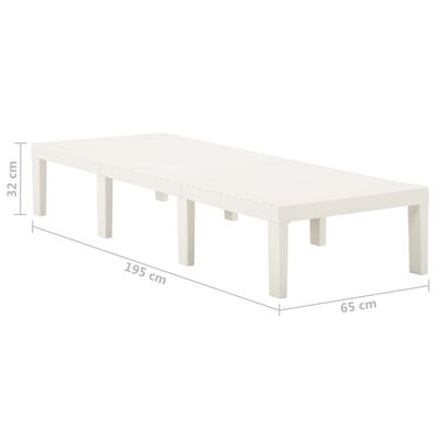 vidaXL Sun Lounger Plastic White, white vidaXL Sun Lounger Plastic White