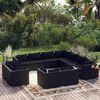 vidaXL 11 Piece Garden Lounge Set with Cushions Black Poly Rattan