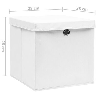 vidaXL Storage Boxes with Covers 10 pcs 28x28x28 cm White