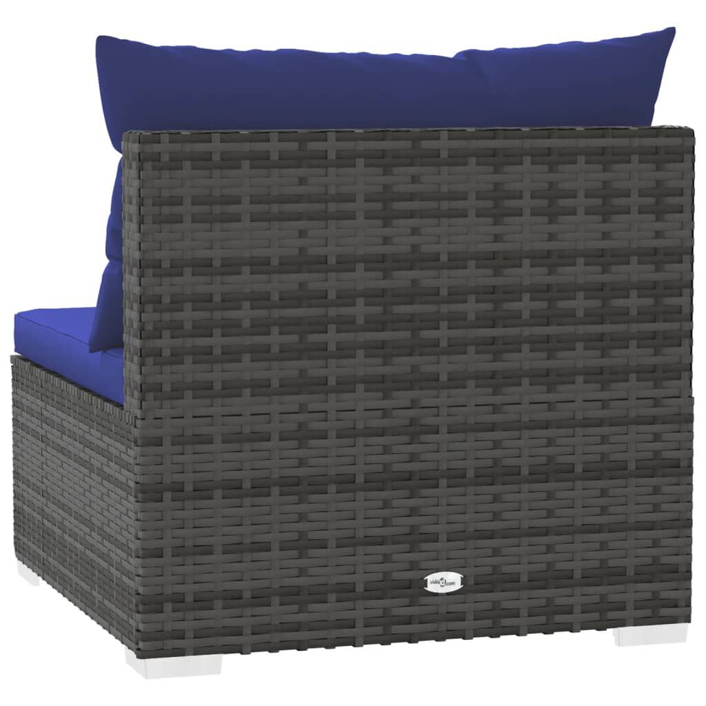 vidaXL 3-Seater Sofa with Cushions Grey Poly Rattan