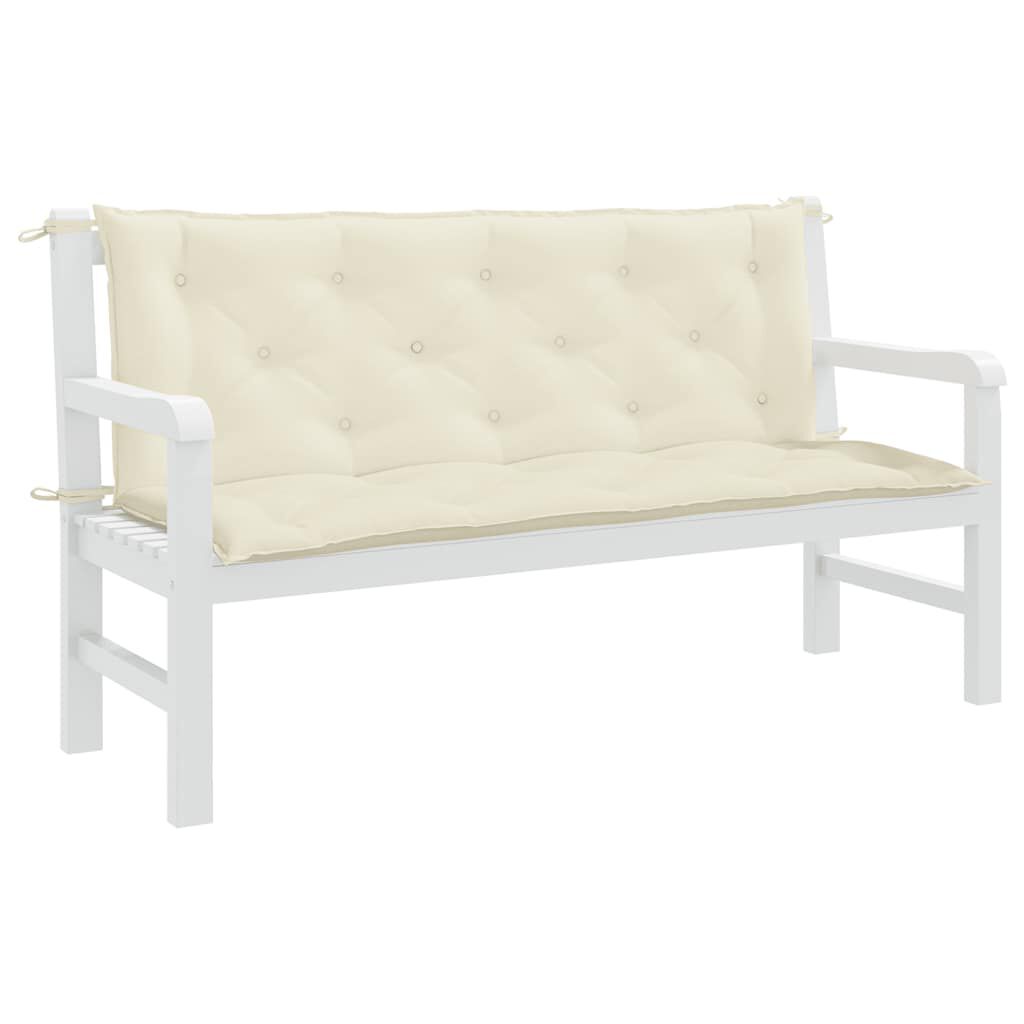 vidaXL Garden Bench Cushion Cream White 150x(50+50)x7cm Oxford Fabric