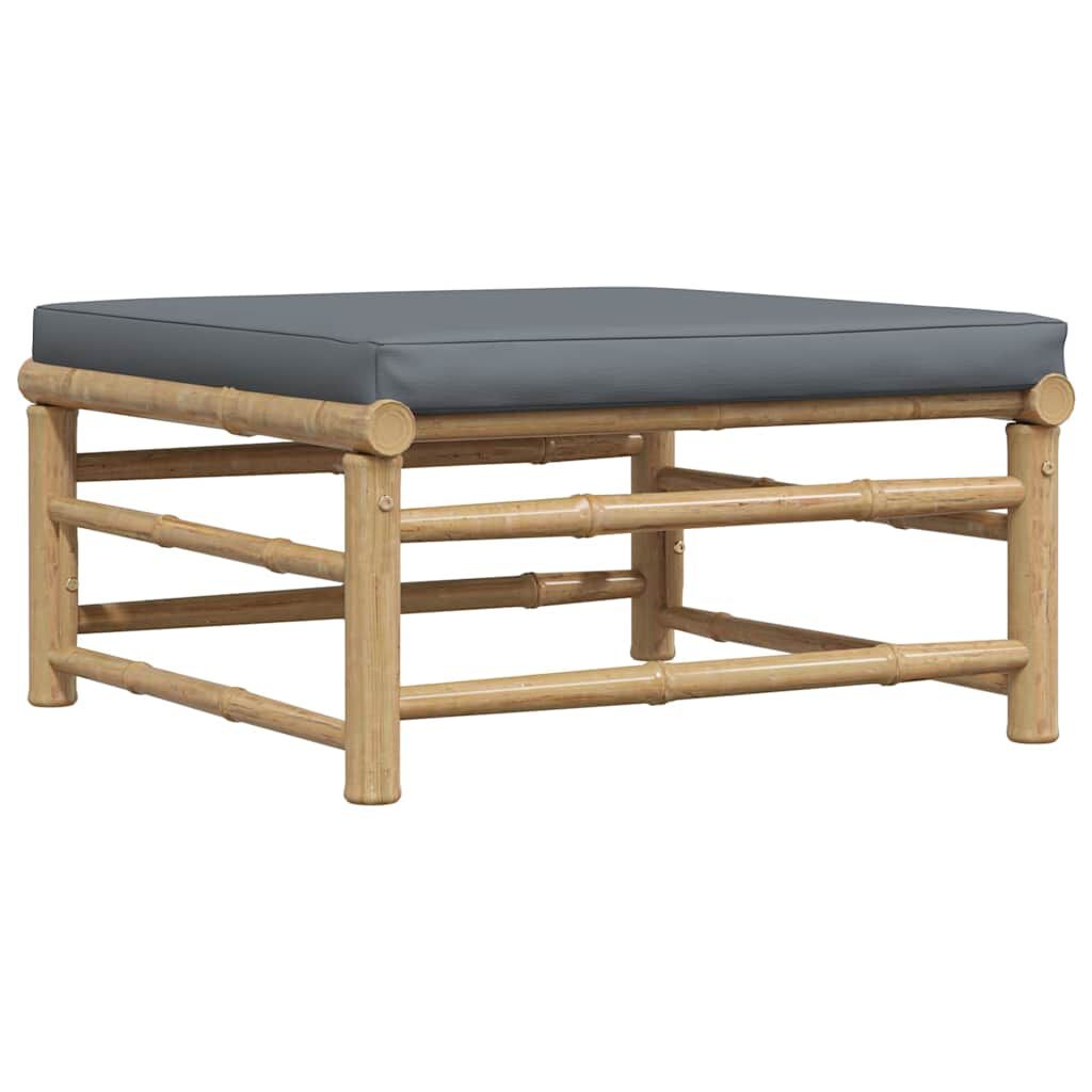 vidaXL 3 Piece Garden Lounge Set with Dark Grey Cushions Bamboo