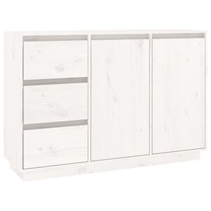 vidaXL Sideboard White 111x34x75 cm Solid Wood Pine